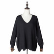 Women 's Loose Pullover Sweater Large V-neck Irregular Hem For