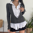 Overseas Slim-fit Short Cardigan Knitted Temperament Commute Deep V-neck Long-sleeved Sweater For Women