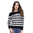 Rabbit Fur Pullover Sweater Women's Autumn Letters Jacquard Loose-fitting Round Neck Red