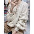 Early Autumn Top Idle Style European Goods V-neck Thick Sweater Cable-knit Women