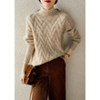 Lazy Casual Bright Silk Interwoven Twisted Wool-like Half-turtleneck Sweater Women's