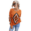 Sweater Women's Autumn Clothing Round Neck Ethnic Pattern Cashmere-like Knitted Top For Women