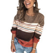 Striped Sweater Color-block Crew Neck Plus Size Pullover Loose Casual Knitted