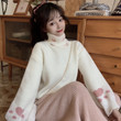 Women's Turtleneck Sweater Cute Girl's Small Fresh Fit Design Pullover