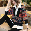Autumn Clothing Loose Outer Wear Women's Fake Two Pieces Sweaters Inner Knitted Bottoming Shirt Top Fashion