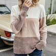 Women's Striped Contrast Color Pullover Knitwear Long Sleeve Loose Round Neck Sweater Women