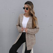 Mid-length Solid Color Cardigan Knitted Sweater Casual Coat