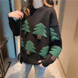 Women's Sweater Loose Wear Thickened Christmas Tree Pullover Round Neck Long Sleeves