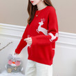 Christmas Sweater Women's Fat Pullover Thickened Loose And Lazy Style Red