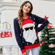 Cute Christmas Old Man's Head Knitted Sweater Round Neck Pullover Loose For Women