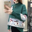 Christmas Turtleneck Sweater Women's Thickened Pullover Loose-fitting Long Sleeves Knitwear Idle Style