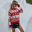 Christmas Sweater Women's Elk Knitted Round Neck Snowflake Pullover
