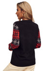 Women's Christmas Black Round Neck Cotton Printed Street Hipster Sweater