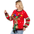 Source To Picture Sample Printing Christmas Brocade Sweater Women's Colored Lights Elk Knitted