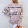 Women's Half-turtleneck Christmas Sweater With Wavy Stripes