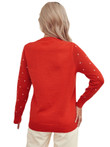 Women's Christmas Pullover Red Round-neck Cotton Printed Street Hipster Sweater