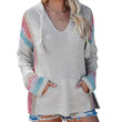 Women's Knitwear Striped Color Matching Hooded Long Sleeve Pullover Loose Sweater