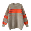 Striped Sweater Women's Pullover Multicolor Wide Korean Style Loose-fitting Clothing