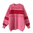 Striped Sweater Women's Pullover Multicolor Wide Korean Style Loose-fitting Clothing