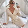 Women's Slim-fit Sexy Sheath Dress V-neck Backless Knitted Sweater