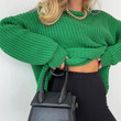 Round Neck Sweater Solid Color Woolen Top Women's Casual Loose-fitting Long Sleeve