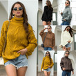 Loose And Idle Knitwear Thick Thread Twist Turtleneck Pullover Women Sweaters