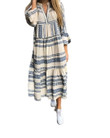 Women's Loose Casual Print V-neck Midi Skirt Dress Evening Dresses