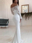 Autumn Women Clothing Off-shoulder Lace Long Sleeve Dress Mopping Wedding Evening Dresses