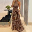 Printed Halter Backless Large Swing Mopping Evening Dress Sexy Women