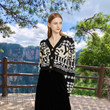 Jacquard Sweater Coat V-neck Slim-fit Embroidery Short Cardigan