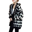 Black Plaid Sweater Coat Cardigan Women's Western Style Niche Casual Knitted Top Autumn