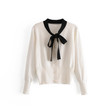 Early Autumn Fashionable All-match Slimming Pearl Buckle Bow Knitted Cardigan For Women