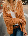 Women's Loose Long-sleeved Twist Knitted Sweater Large Twisted String Cardigan Coat