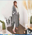 Women's Idle Style Loose Sweater Long Coarse Yarn Thickening Cardigan Coat Knitted Blouse