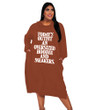 Women's Plus Size Dress Long With English Letters Printed Hood Long Dresses