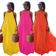 Solid Color Women's Fashion Sexy Dress Summer Backless Halter Tied Long Dresses