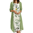 Summer Women's Dress Two-piece Set Flowers And Plants Printed Round Neck Coat Women Long Dresses