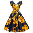 Retro Dress Women's Simple Floral Print Elegant Graceful Slim Mid-length For Women Long Dresses