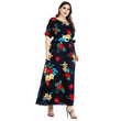 Summer Round Neck Large Size Dress With Sleeves Women's Printed Swing Long Dresses
