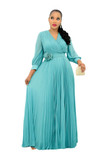 Temperament Commute Fashion Patchwork Long Dress Pullover High Waist Loose Large Size With Belt