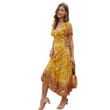 Design Women's Summer Bohemian Style Light Yellow Floral Long Dress