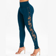 Large Size Fashion Casual High Waist Lace Up Hollow-out Trousers For Women Bottoms