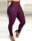 Women's Summer Solid Color High Waist Tight Trousers Bottoms