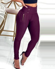 Women's Summer Solid Color High Waist Tight Trousers Bottoms