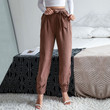 Autumn Women Clothing Lace-up Solid Color Cropped Casual Pencil Ankle Banded Pants Bottoms