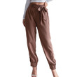 Autumn Women Clothing Lace-up Solid Color Cropped Casual Pencil Ankle Banded Pants Bottoms