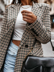 Women's Plaid Long Suit Jacket Blazers