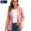 Autumn Long Sleeve Suit Fashion Corduroy Coat Solid Color One Button Loose Women's Blazers