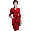 Women's Tailored Collar Dress Plus Size Red Slit One-step Skirt Blazers