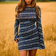 Tie-dye Striped Knitted Long Sleeve Backless Sexy Tight Dress Skinny Dresses